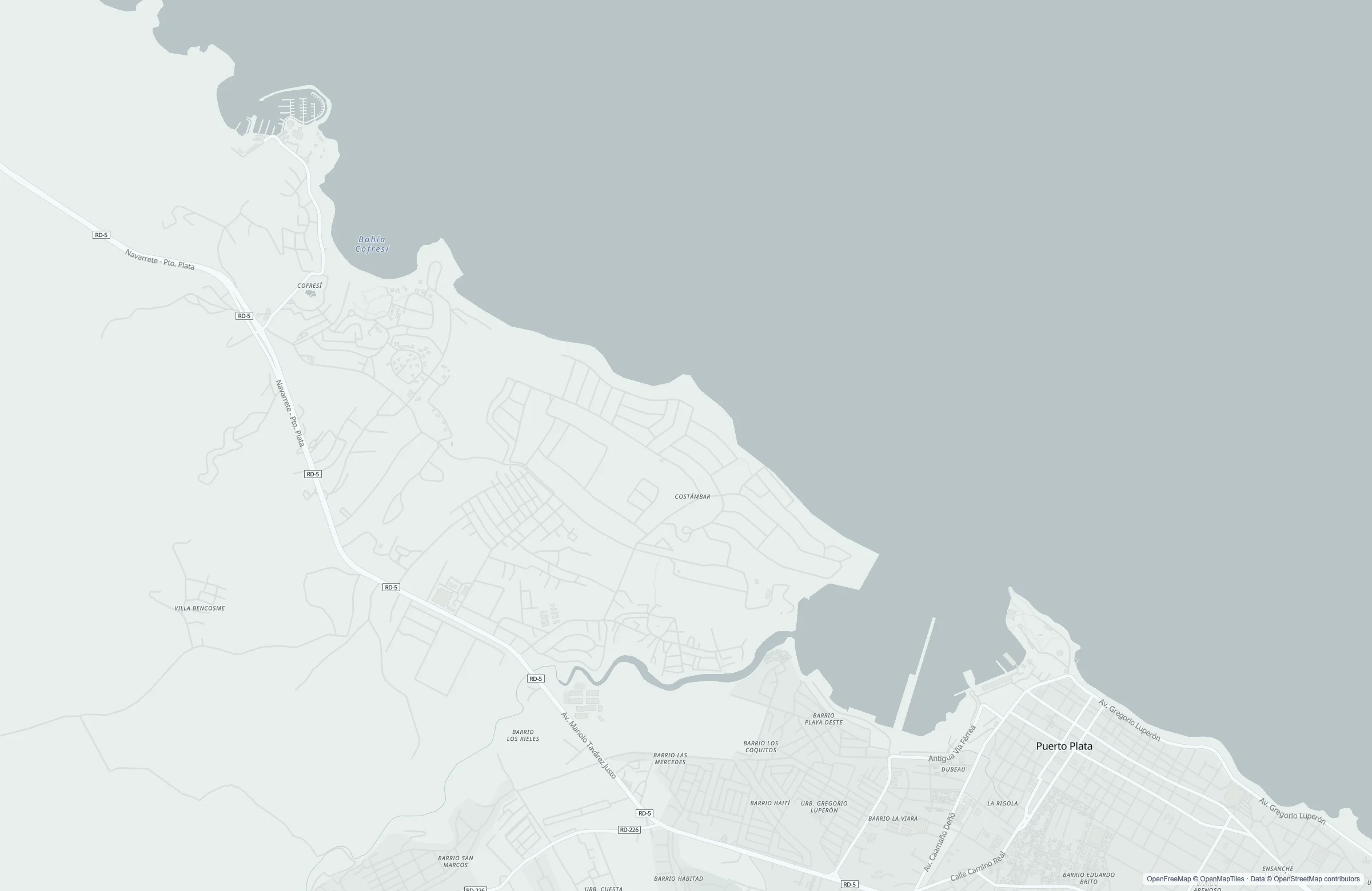 Street map of the Amber Cove, Dominican Republic port area