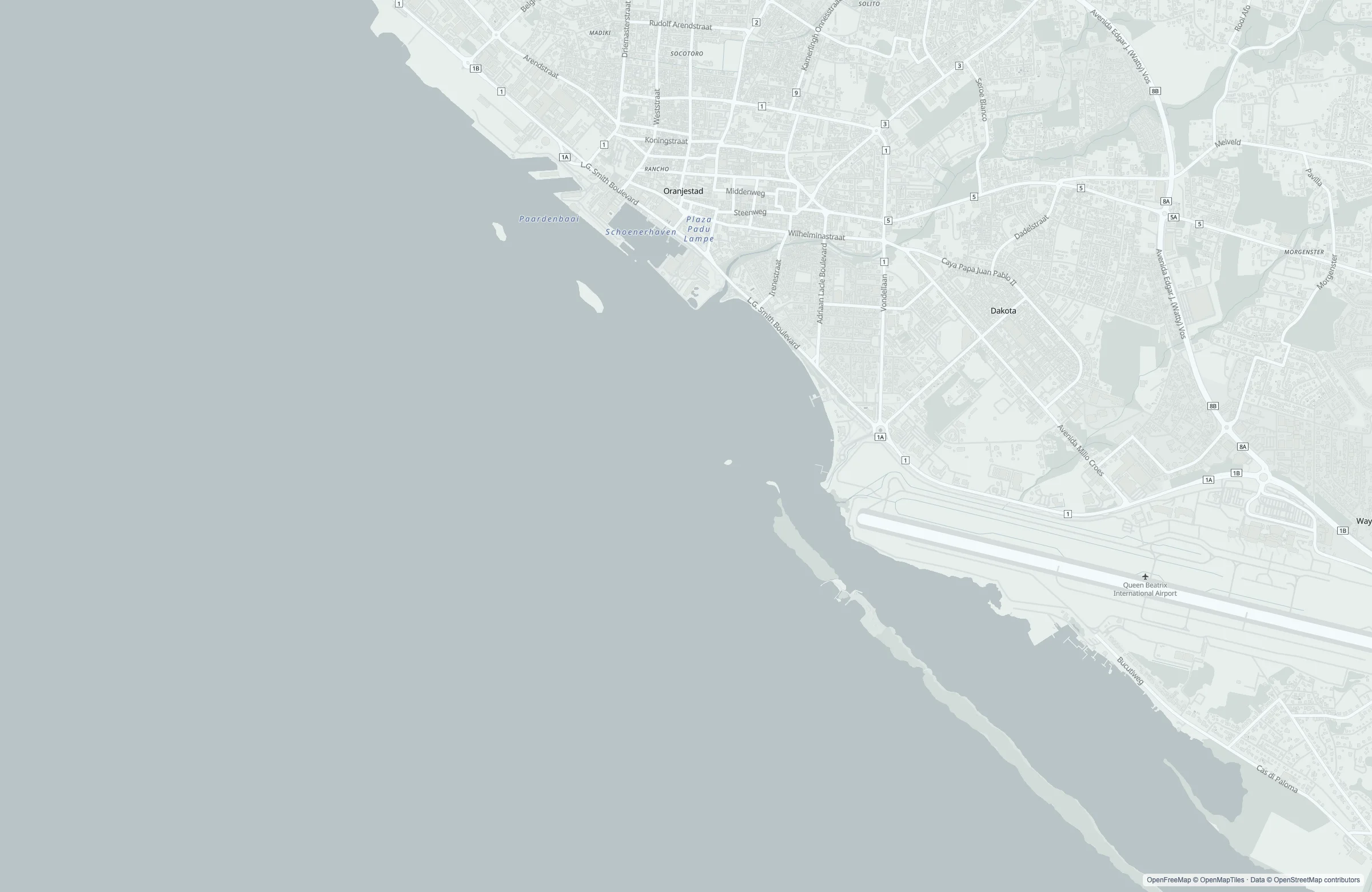 Street map of the Aruba, Aruba port area