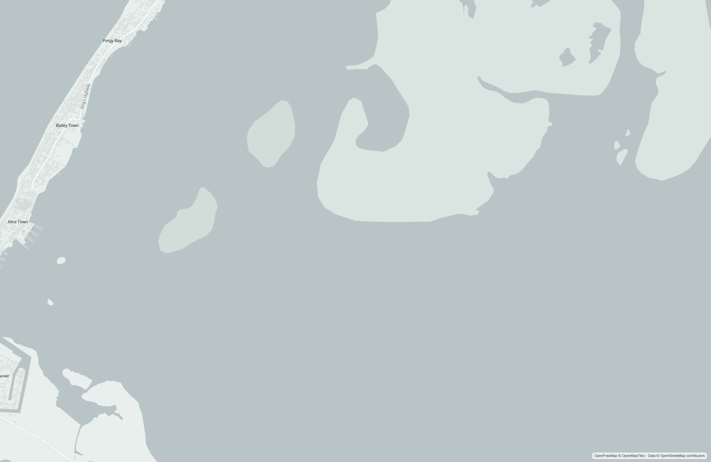 Street map of the Bimini, Bahamas port area