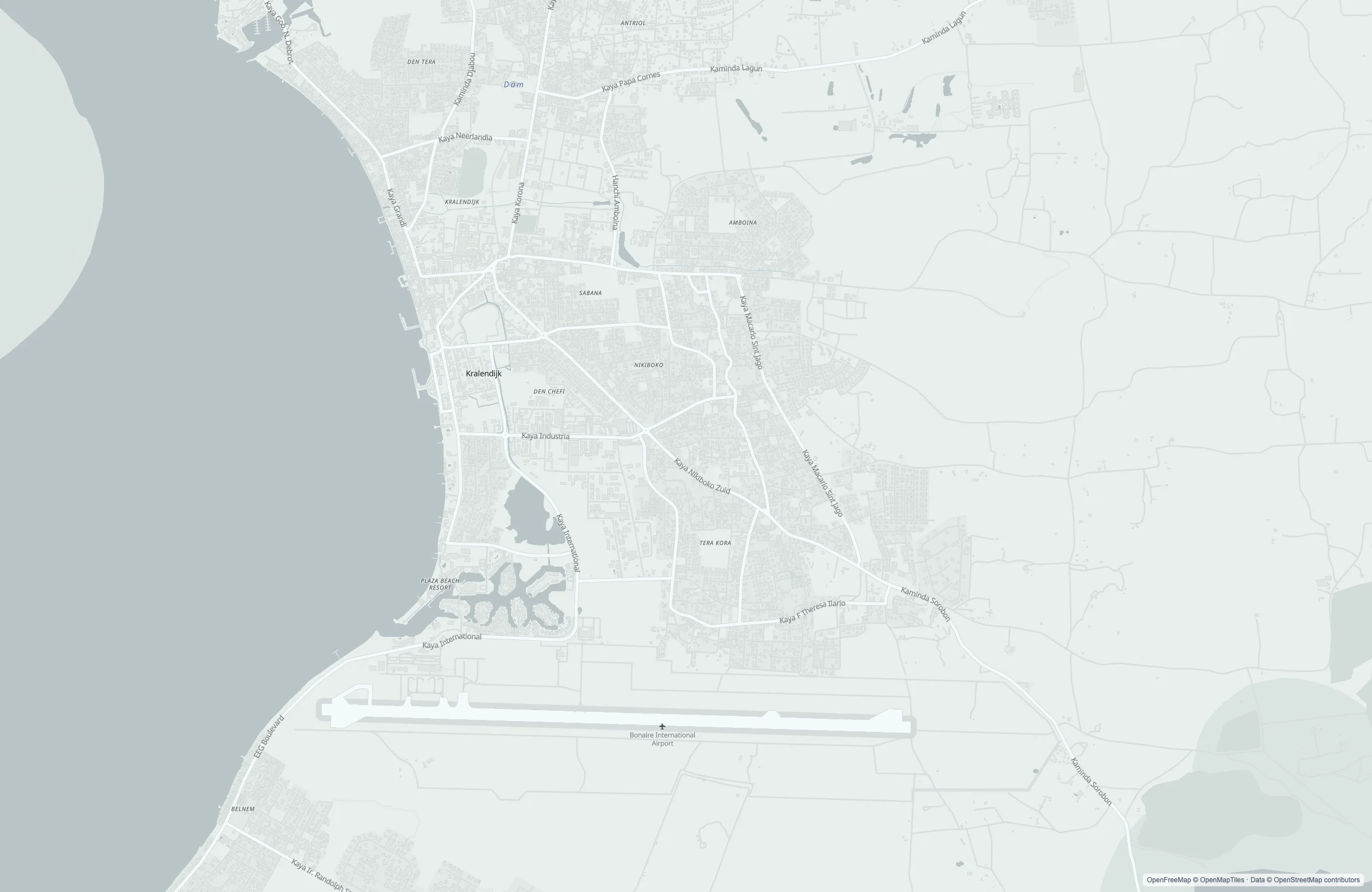 Street map of the Kralendijk, Bonaire port area
