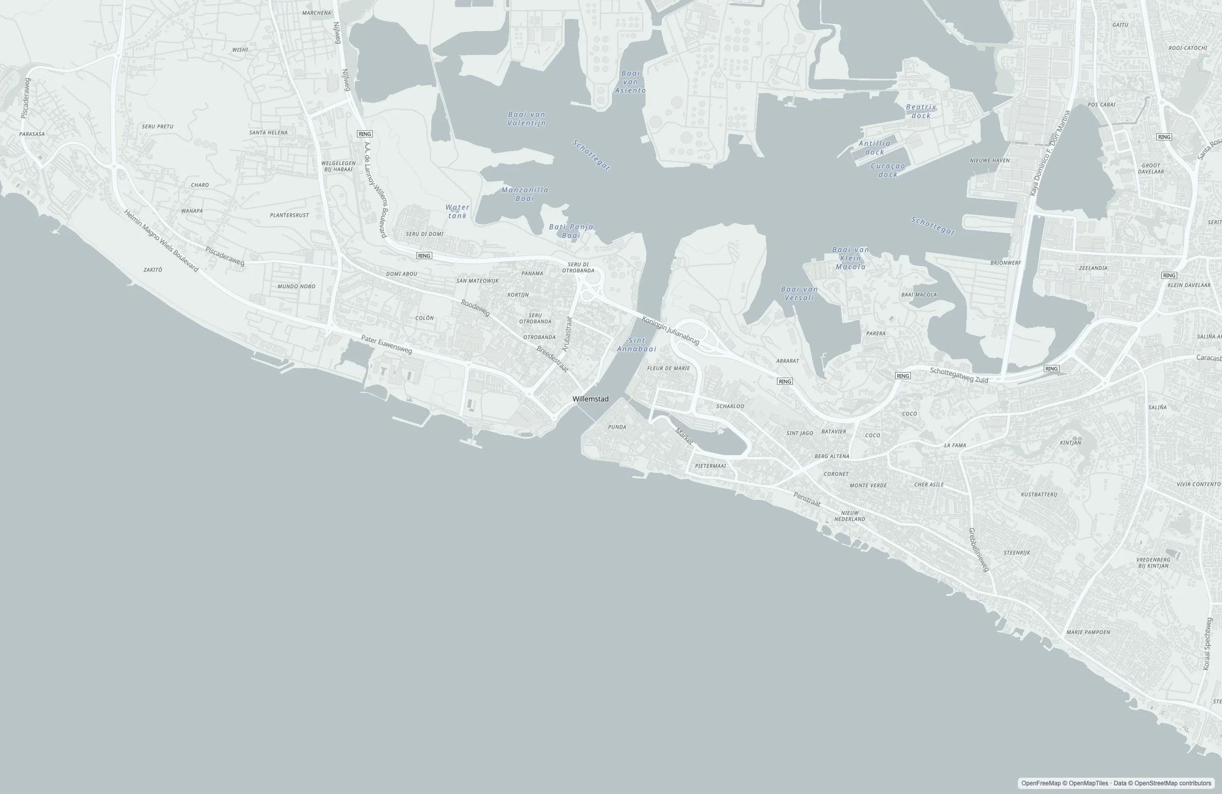Street map of the Curaçao, Curaçao port area