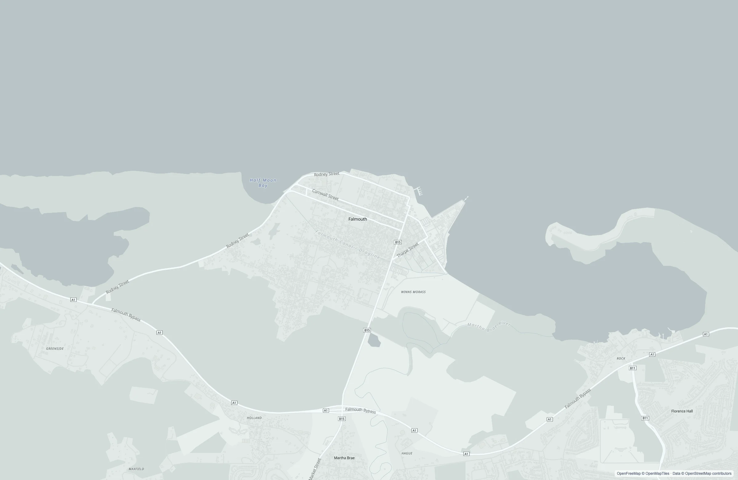 Street map of the Falmouth, Jamaica port area