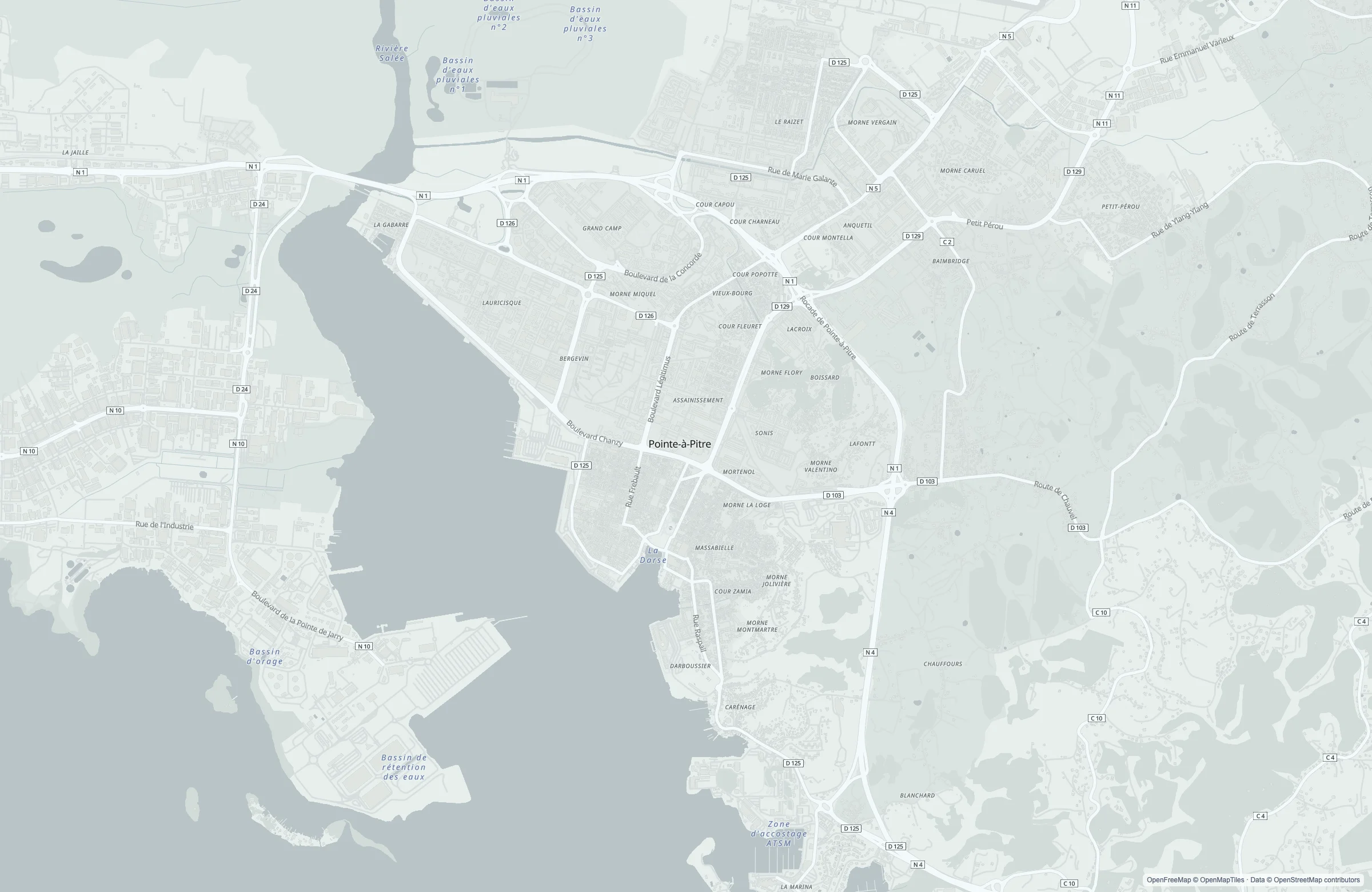 Street map of the Guadeloupe, France (Overseas Region) port area