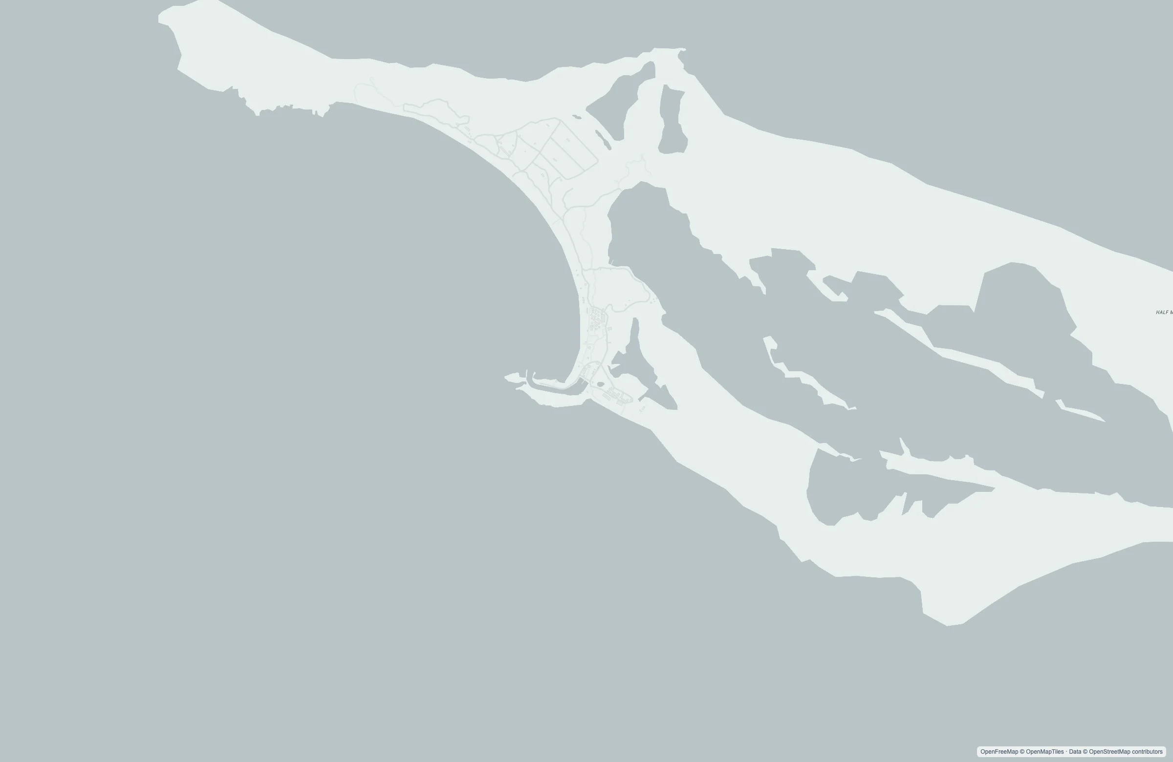 Street map of the Half Moon Cay, Bahamas port area