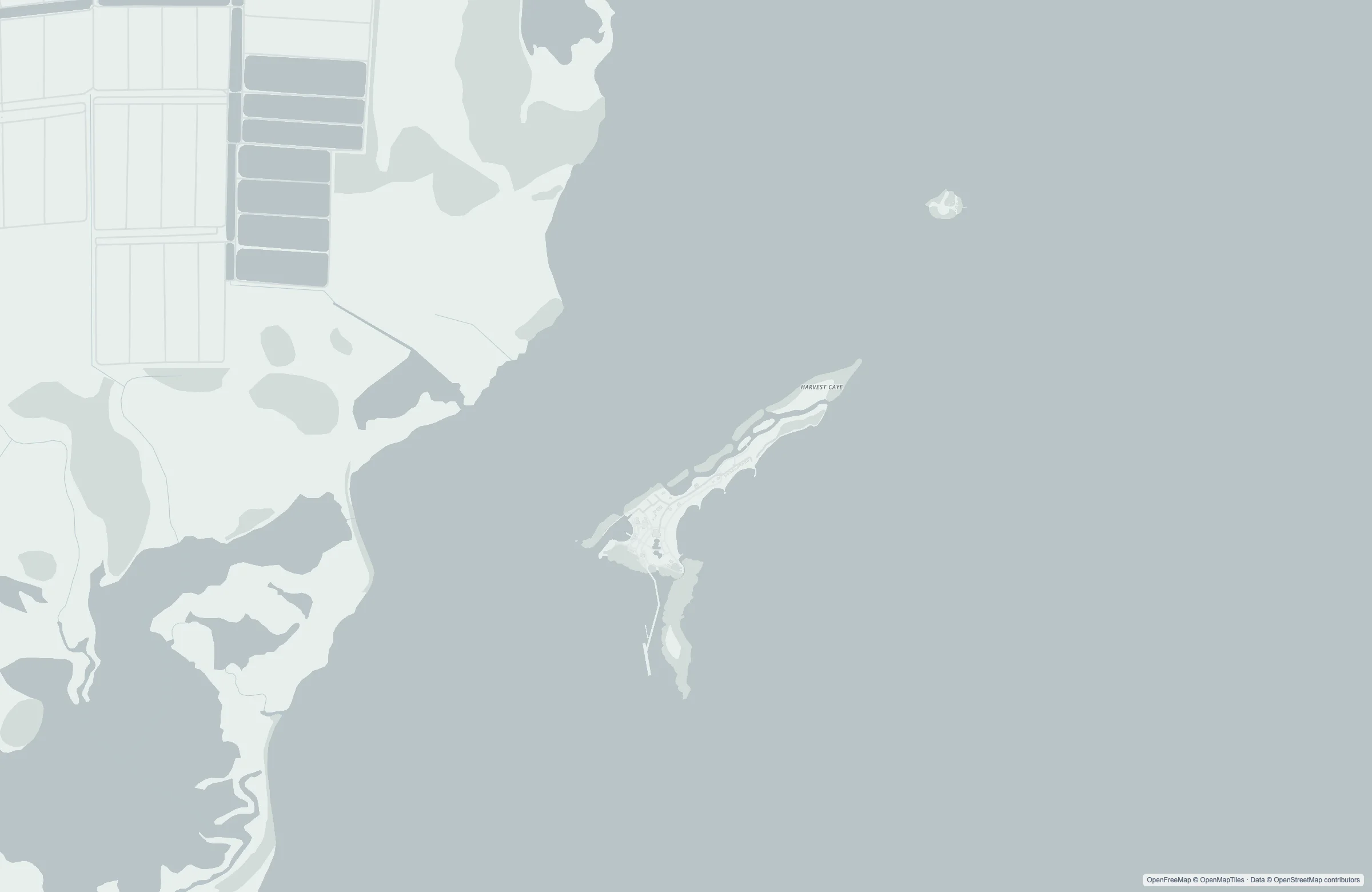 Street map of the Harvest Caye, Belize (NCL Private Destination) port area