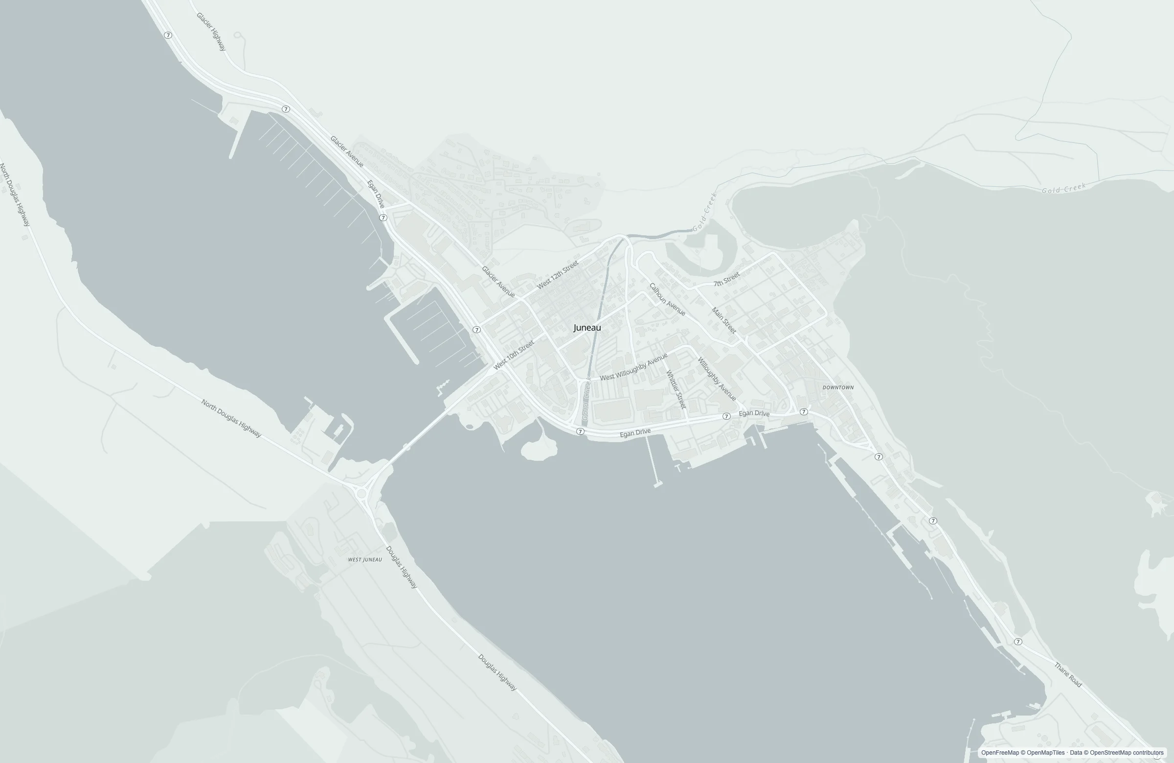 Street map of the Juneau, United States port area