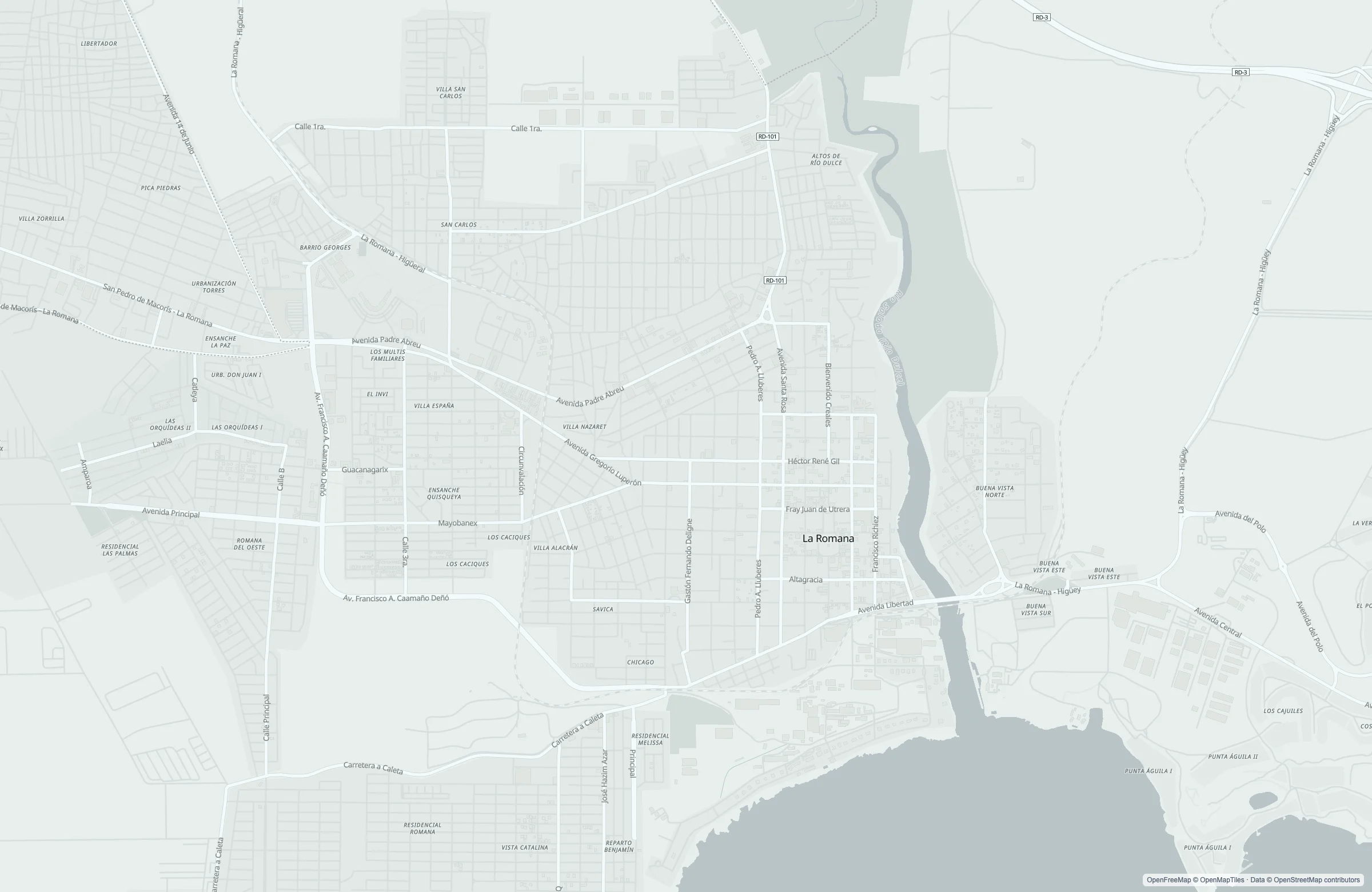 Street map of the La Romana, Dominican Republic port area