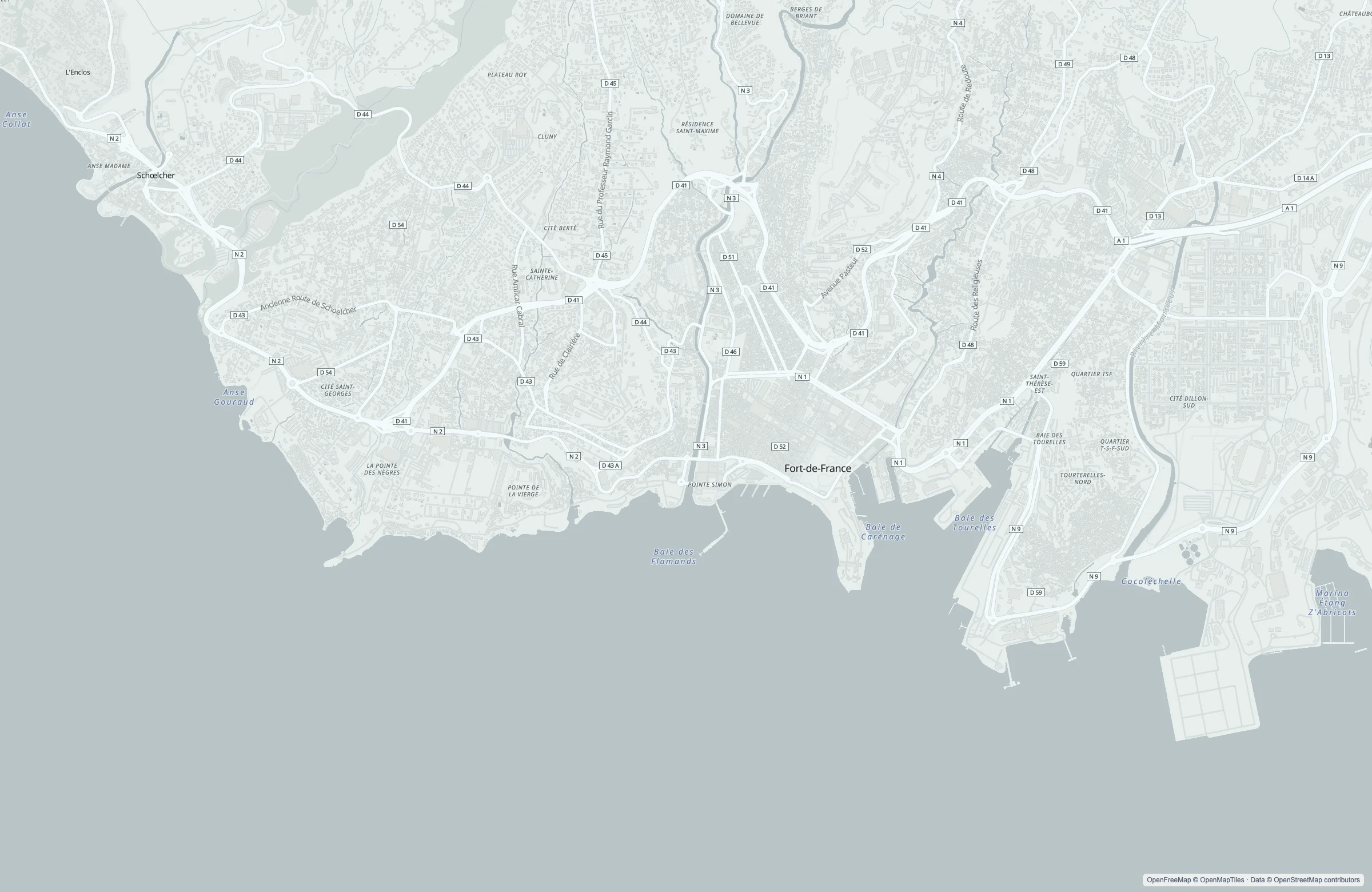 Street map of the Martinique, France (Overseas Region) port area