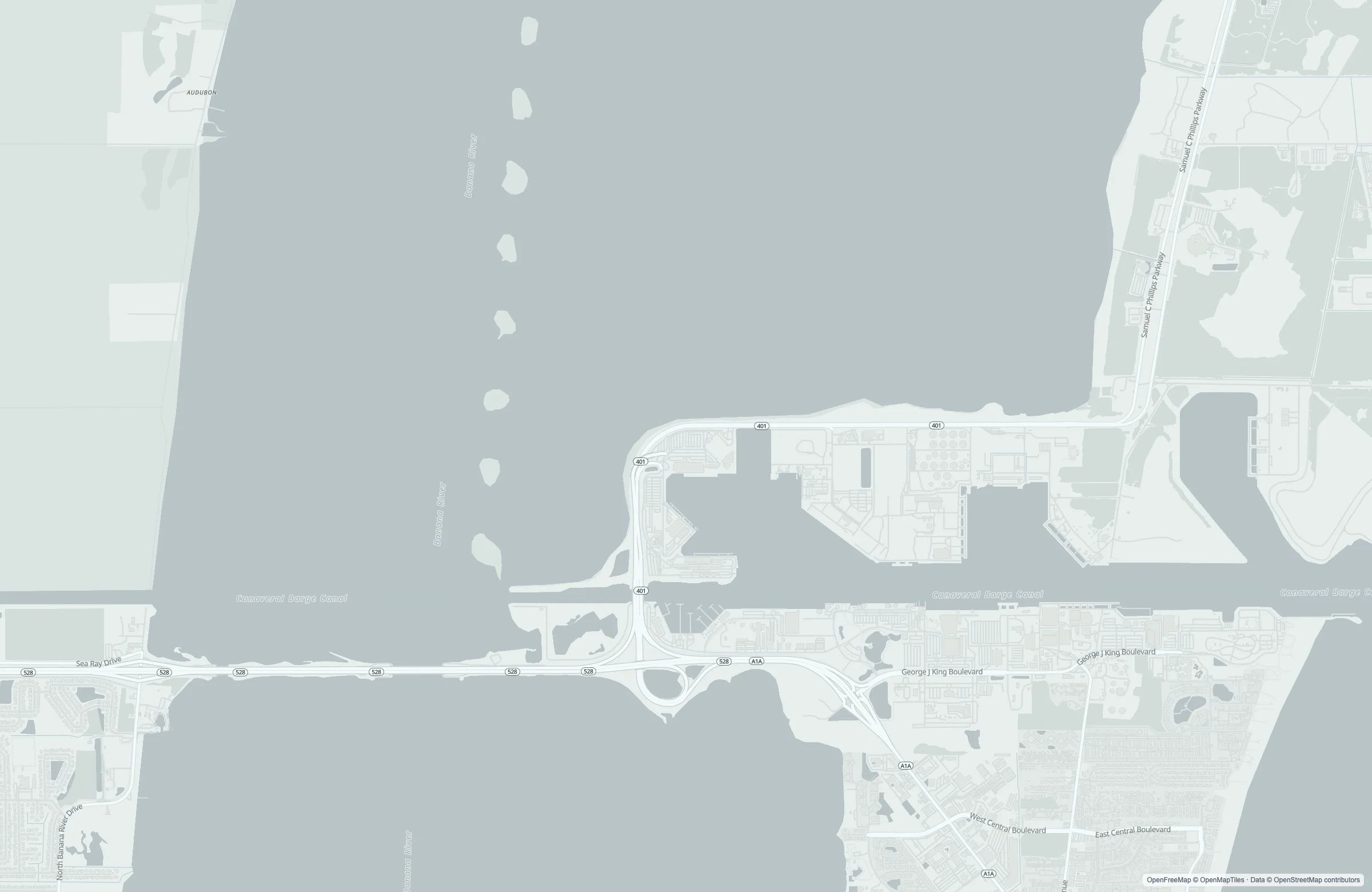 Street map of the Port Canaveral, United States port area