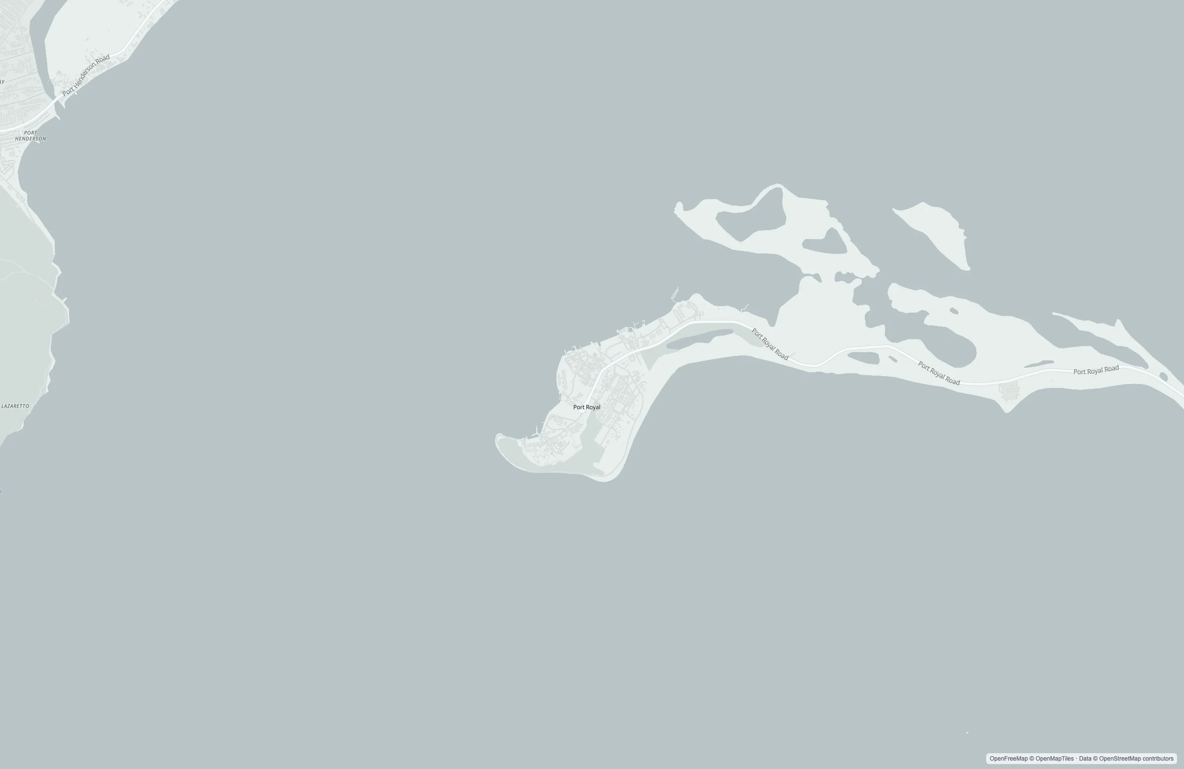 Street map of the Port Royal, Jamaica port area