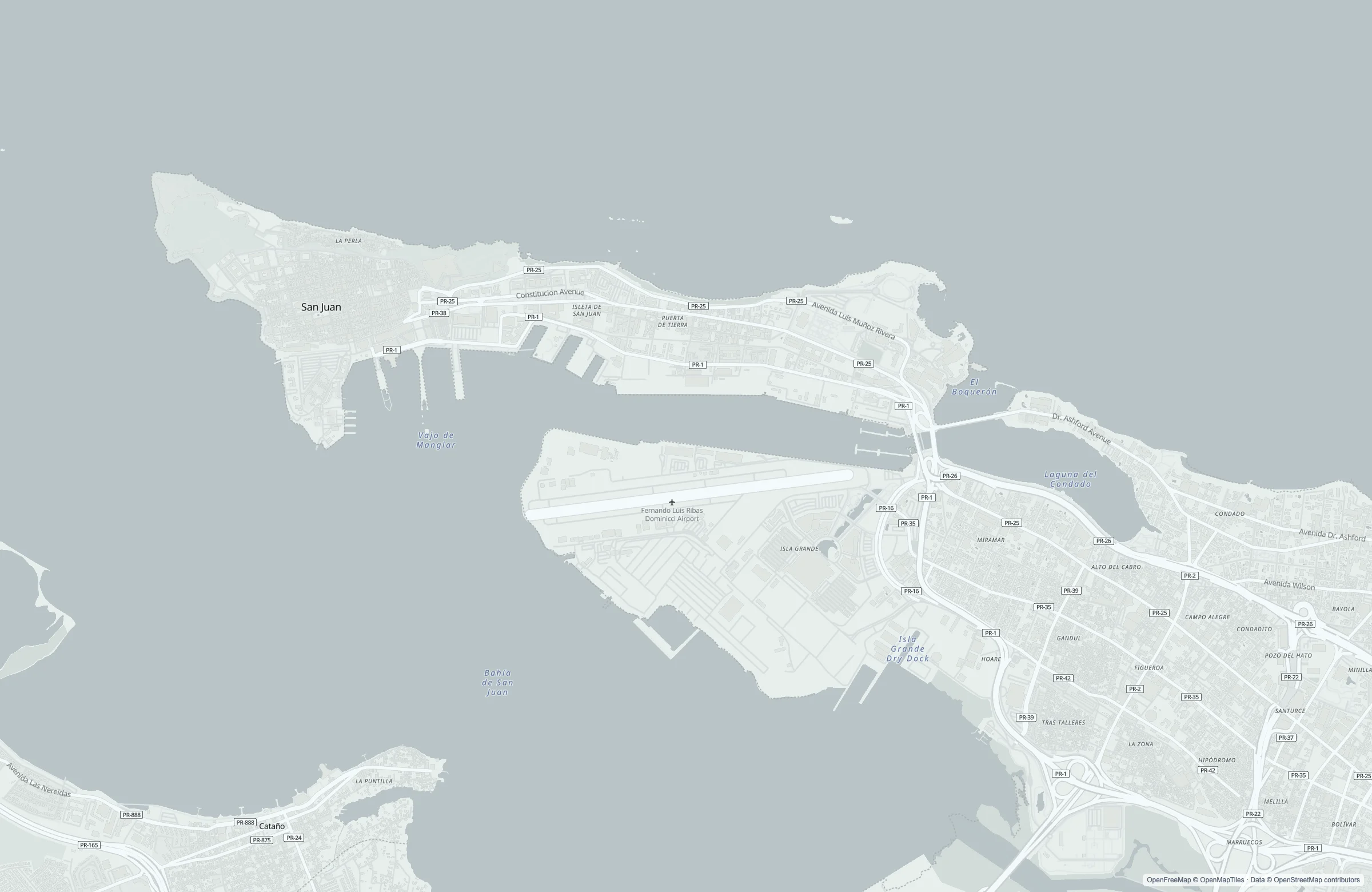 Street map of the San Juan, Puerto Rico (U.S.) port area