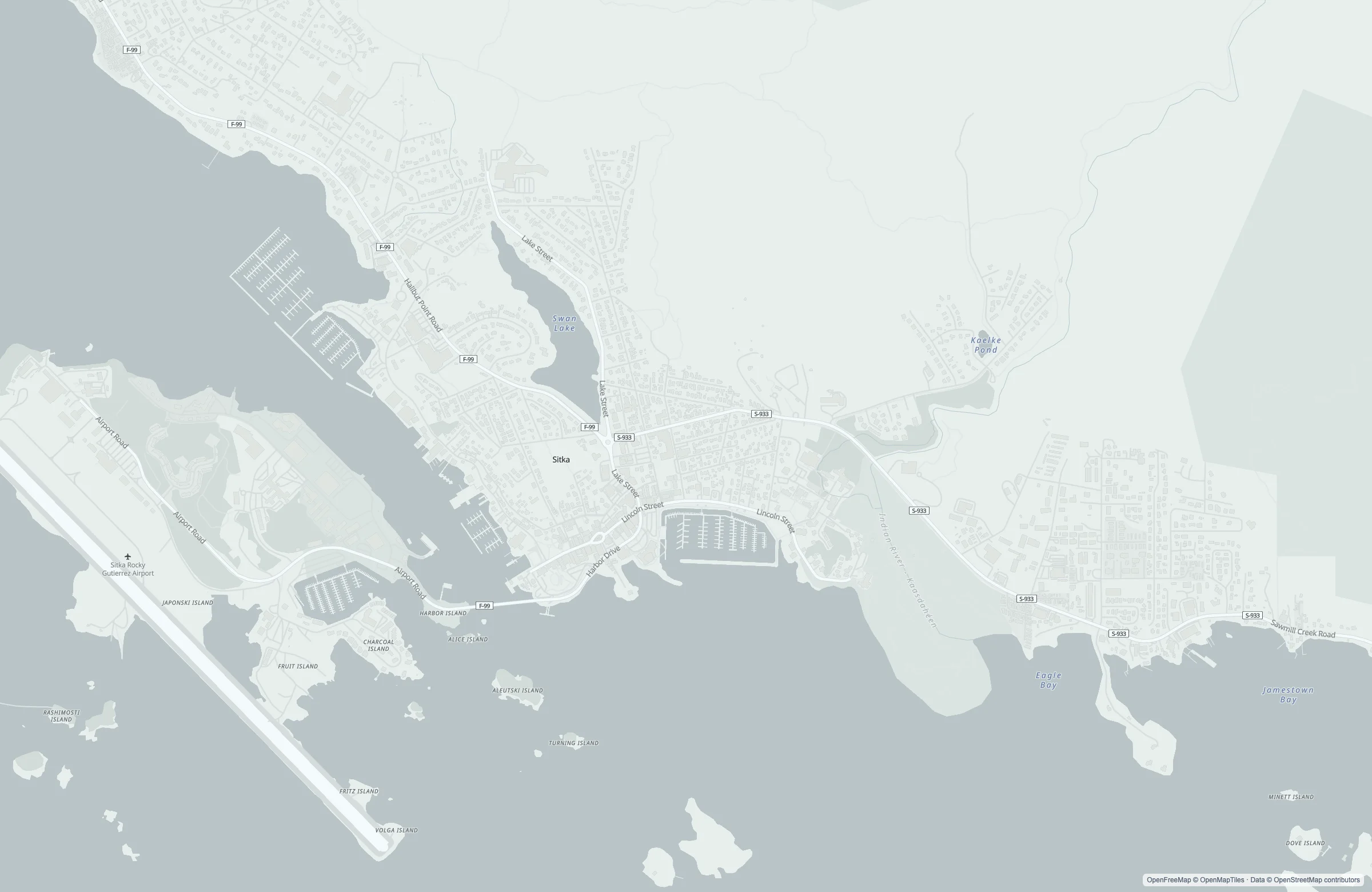 Street map of the Sitka, United States port area