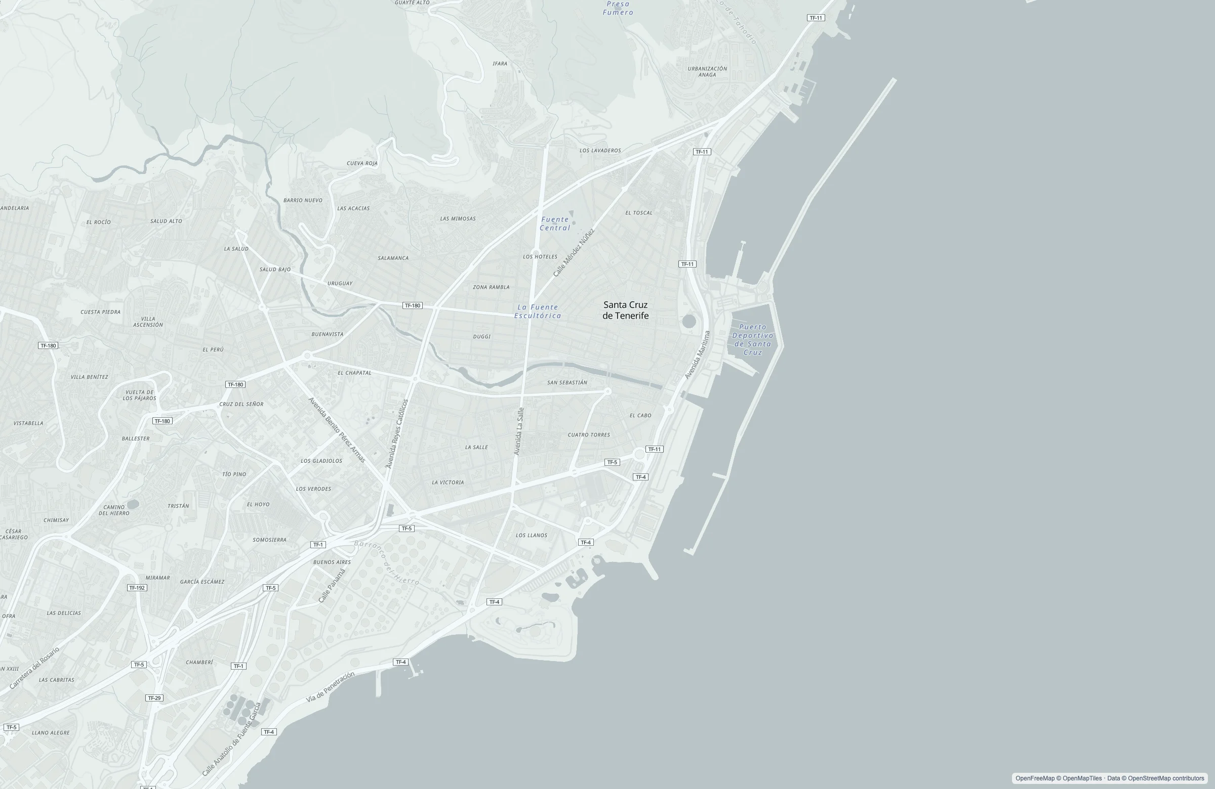 Static street map of the Tenerife, Spain port area